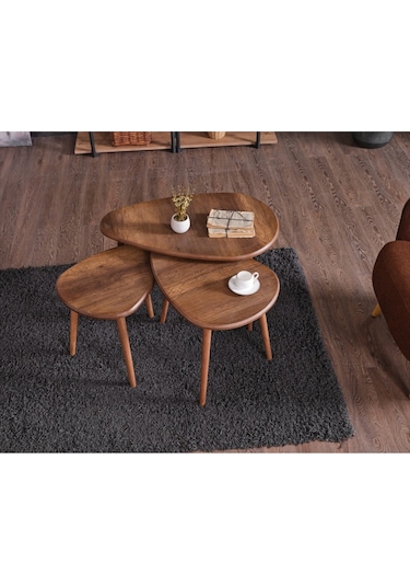 Kagu Mdf Alvin Zigon Orta Sehpa 3'lü Ceviz