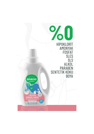 Siveno %100 Doğal Bebek Çamaşır Sabunu Kendinden Yumuşatıcılı Bitkisel Deterjan Konsantre Vegan 750 ml