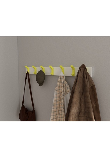 Hepsi3boyutlu Modern Duvar & Kapı Kanca Askılık - 7 Adet Sarı Kanca Askılık - Model No : 2 Sarı