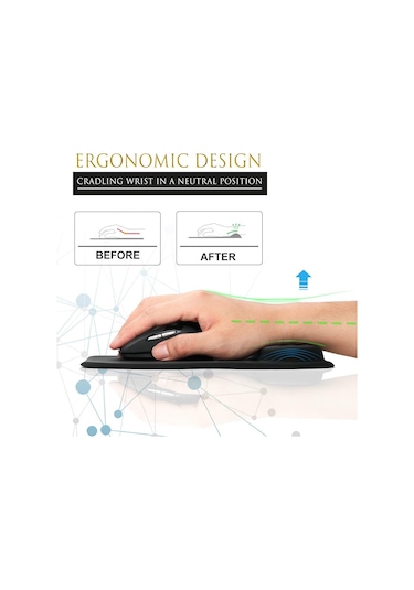 Hafızalı Köpük Bilek Desteğine Sahip Ergonomik Mouse Pad, Dizüstü Bilgisayarlar İçin Rahat Bilgisayar Mouse Pad'i, Kaymaz Bilek Desteğine Sahip Ağrı Giderici Bilek Desteği
