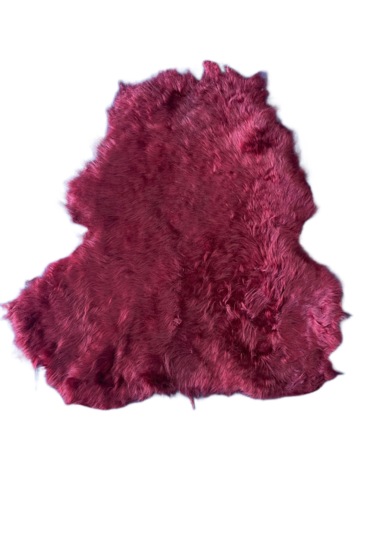 Gerçek Uzun Tüylü Koyun Postu Bordo 80 X 60 Cm