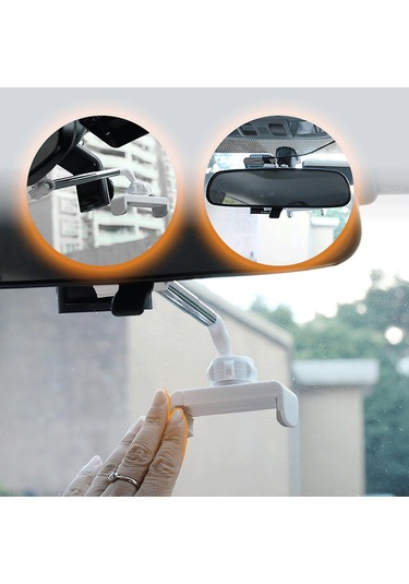 Dianziye 360 Derece Döner Araç Telefon Tutucusu, Gizli Tasarım, Tek Elle Kullanım, Arka Görünütü Aynası/ön Koltuk Montajı, Siyah/beyaz Diğer