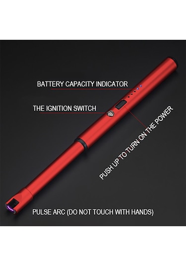 Kırmızı Projektör Usb Şarj Ateşleyici Mutfak Ateşleyici Açık Barbekü Kamp Çakmağı Kırmızı