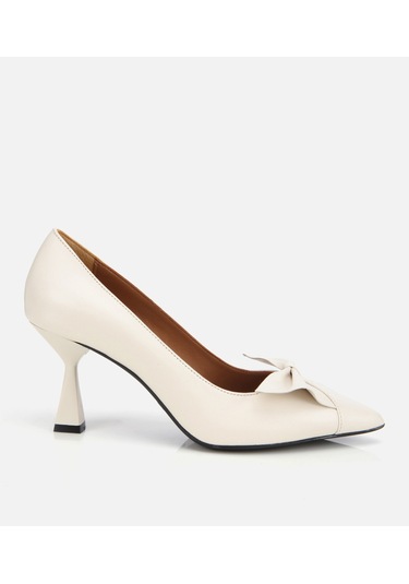 Hotiç Kadın Deri Ekru Fiyonk Detaylı İnce Topuklu Stiletto 01ayh315460a400 01ayh315460a400 Ekru