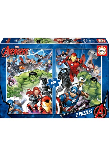 Educa 2x100 Parça Yenilmezler Erkek Çocuk Puzzle - 6-8 Yaş
