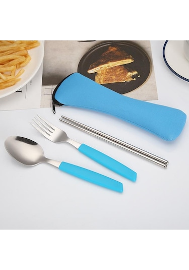 Sofra Çantası Yıkanabilir Fermuarlı Seyahat Çatal Bıçak Takımı Çantası Taşınabilir Çanta Akşam Yemeği Ev Aracı Seyahat Kamp Kaşığı 1