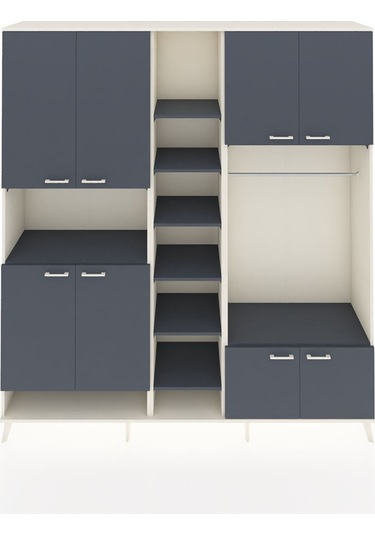 Hyperion Dolap 18 Raflı 8 Kapaklı Tek Askılı 220x44x243 Aytaşı-antrasit/antrasit Antrasıt/antrasıt