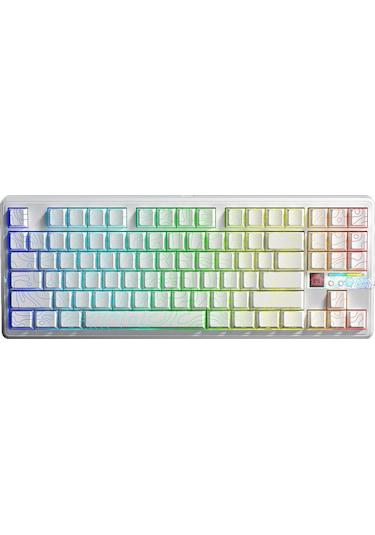 Aula F87 Pro V2 Mekanik Rgb Tkl Star Vector Switch Kablosuz Makrolu Hot Swap Klavye Desenli Beyaz