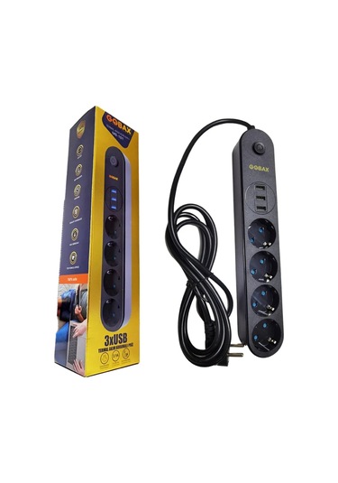 Termal Akım Korumalı Grup Priz Ve 3 Lü Usb Şarj Aleti 5365 Standart