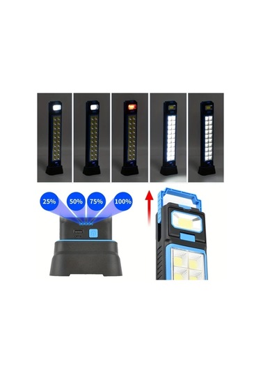 Xuweiwei Mavi 6 Işık Modlu Güneş Enerjili Şarj Edilebilir Çok Amaçlı Acil Durum Led Fener Mavi