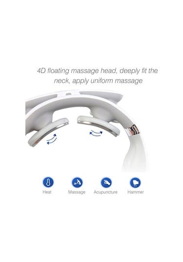Tongxida 4 Başlıklı Akıllı Boyun Masaj Cihazı, Beyaz, Usb Isıtmalı Titreşimli, Boyun Masajı İçin İдеal Beyaz