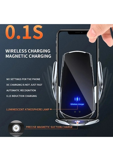 Vıkefon 15w Araba Manyetik Kablosuz Şarj Otomatik Araç Montaj Telefon Tutucu Black Siyah