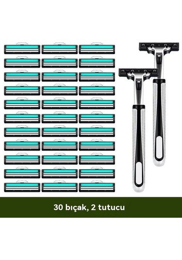 Bıçak Tıraş Makinesi Tıraş Makinesi Paslanmaz Çelik Manuel Kafa Erkek Vintage Sakal Bıçağı Sakal Bıçağı Sakal Bıçağı Elektrikli Değiştirme 30 Bıçak, 2 Tutucu