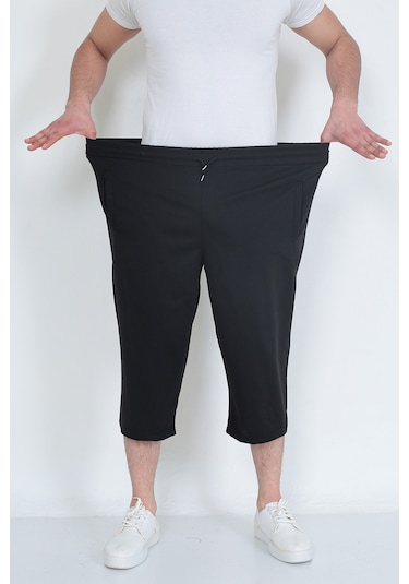 Lukitus Battal Büyük Beden Kapri Erkek Eşofman Altı Siyah