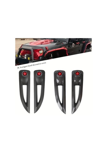 Xuweiwei Y-jp0114 Ön Kaput Kapağı Dekoratif Çerçeve Dayanıklı Abs Siyah Kırmızı Tasarım