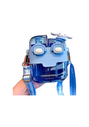 Hong Yi Fei Çift Içimli Bölmeli Pipetli Dak Büyük Kapasiteli Plastik Dak Öğrenci Su Dağı Su Şişesi X3cfpo Açık Mavi