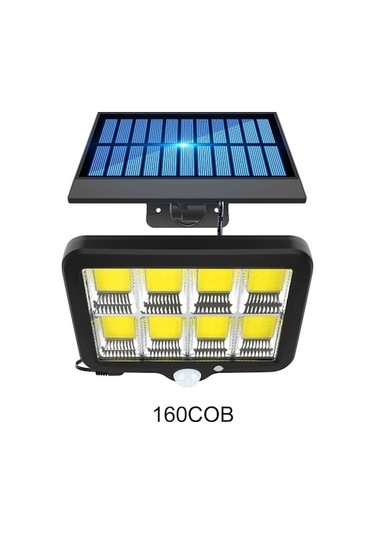 160cob Soğuk Beyaz Güneş Enerjili Sensörlü Duvar Lambası, 3-5m Algılama, 5m Kablolu, Güvenlik Ve Bahçe Işığı Diğer Diğer
