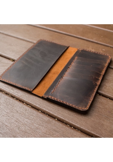 Craft And Luna El Yapımı Hakiki Deri Cüzdan Telefon Kılıfı Western Taba