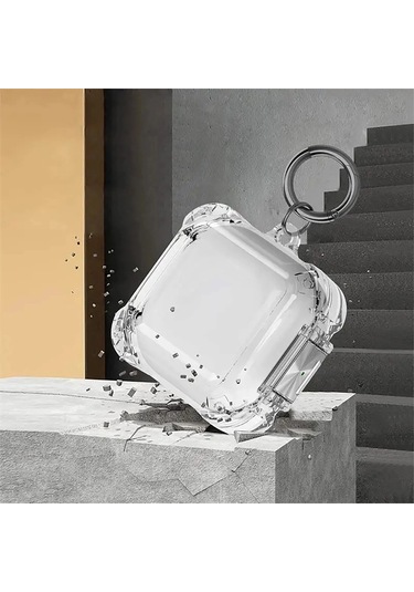 Caseonn Samsung Galaxy Buds Live - Buds Pro Kılıf Transparan Emniyet Kilitli Füme