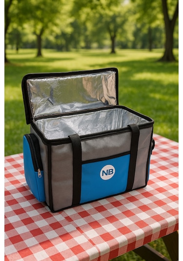 Newbag Yandan Cep Yalıtımlı Soğutucu El Askılı Kamp Çanta-gri Mvi Gri - Mavi