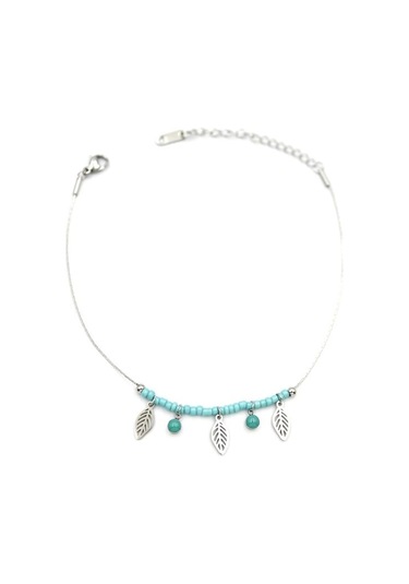 Boncuklu Yonca Halhal - Gümüş Çok Renkli