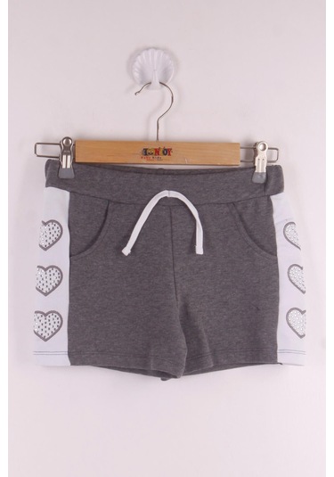 Toontoy Kız Çocuk Kalp Nakışlı Şort Antrasit Melanj