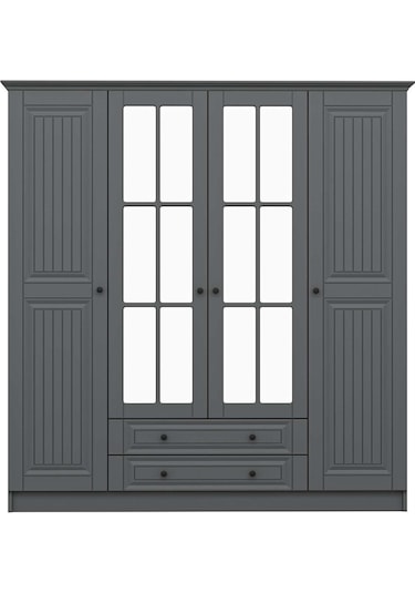 Kale 4 Kapaklı 2ç Taçlı Dolap Mebran İlkbahar Antrasit 210cm Antrasit