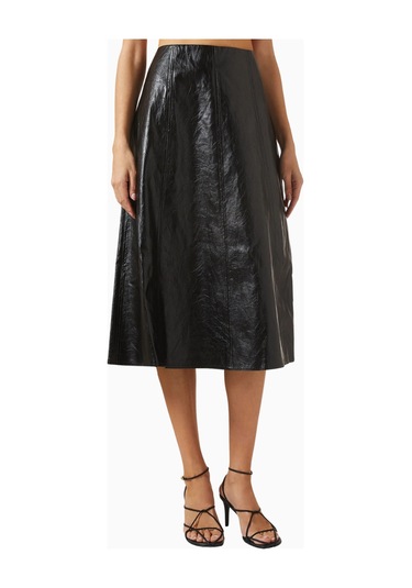 Marella Coated Twill Flared Midi Etek, Modern Ve Şık Tasarım Siyah