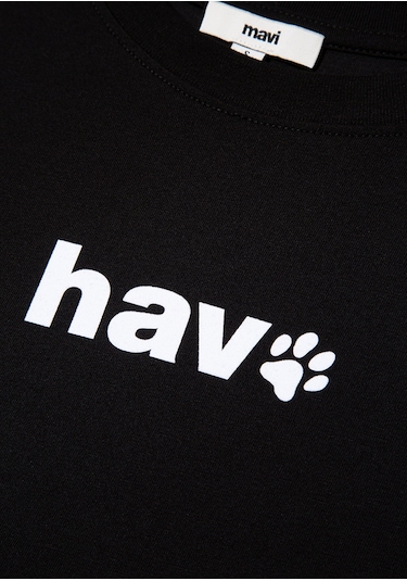 Mavi - Hav Baskılı Siyah Tişört 1613288-900 Siyah