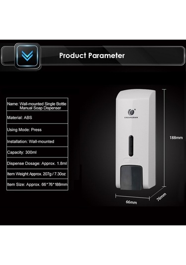 Ulzyvf Duvar Tipi 300ml El Sabunluk Dispenser - Abs, Sızdırmaz, Pratik, Dayanıklı Diğer