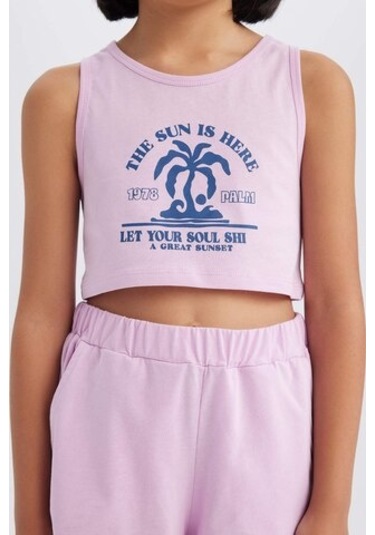 DeFacto Kız Çocuk 2'li Takım Baskılı Atlet Şort E4897A825SMPR139 Mor