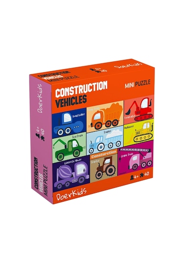 Doerkids Inşaat Araçları Iş Makinaları Mini Puzzle 40 Parça