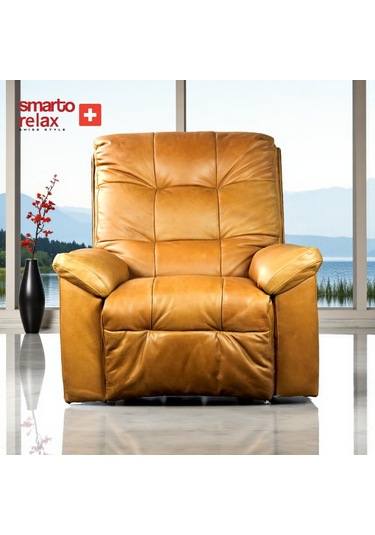Smarto Relax Tv Koltuğu Viyana Elektrikli Kontrol Panelli Ergonomik Kahverengi Deri Dekoratif Baba Koltuğu Kahverengi