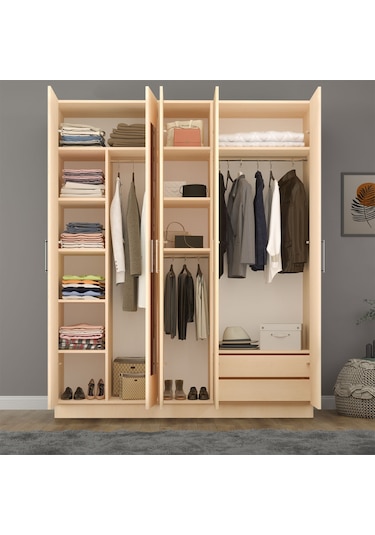5 Kapaklı Gardırop 180cm Akça Ağaç