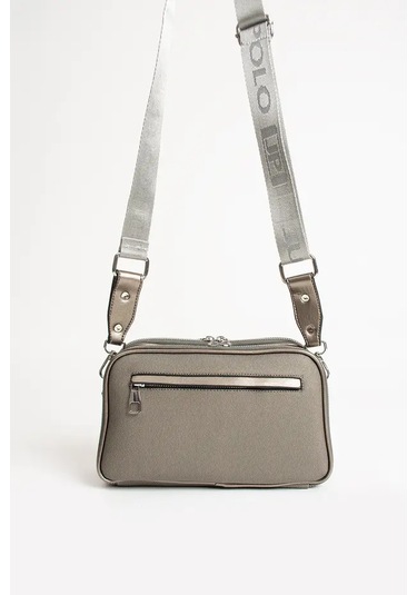 Just Polo Kadın Günlük Kullanıma Uygun Lakoste Ayarlanabilir Askılı Lüks Omuz Çantası Shoulder Bag Gri