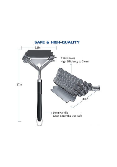 Hombey Çelik Tellerden Yapılmış Isı Dayanıklı, Kolay Temizlenir Mangal Ve Izgaralar İçin Temizlik Fırçası Gümüş