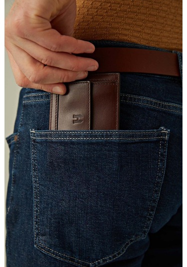 Rigby Erkek Kahve Deri Cep Tasarım Çok Bölmeli Rfid Korumalı Cüzdan Kahverengi