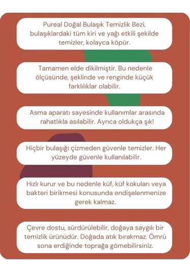 Pureal Yün Bulaşık Temizlik Bezi
