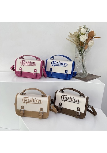 Jzcat Kadın Trendy Çok Yönlü Moda Kontrast Renk Messenger Çanta - Mavi