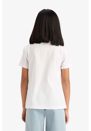 Defacto Kız Çocuk Bisiklet Yaka Anime Baskılı Kısa Kollu Tişört E0350a825smwt34 Beyaz