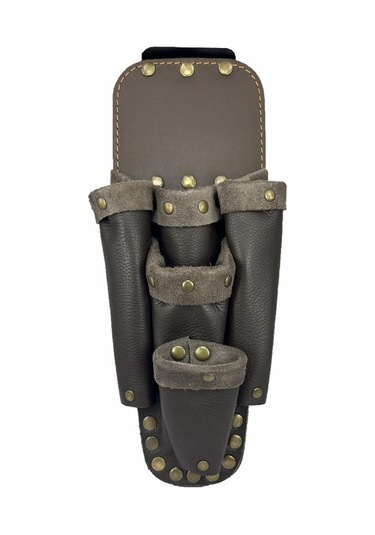 Hakiki Deri Ca101 Elektrikçi Teknisyen Bel Çantası Koyu Kahve Kahverengi