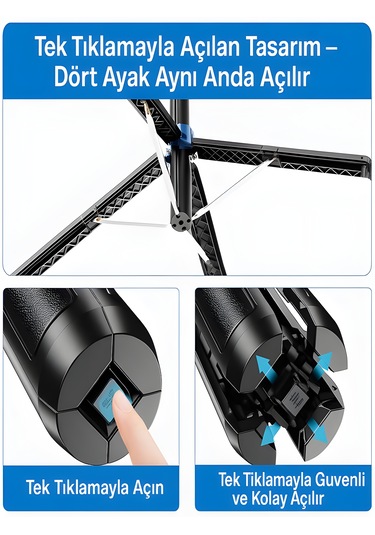 360 Ayarlanabilir Bluetooth Kumandalı 180 Cm Telefon Tripod Android İos Gopro Uyumlu