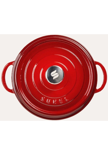 Sürel 24cm Döküm Derin Tencere Kırmızı