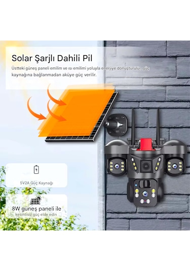 O-kam 7070 9mp Lens 3 Kamera Ultrahd 4g Solar Akıllı Güvenlik Kamerası