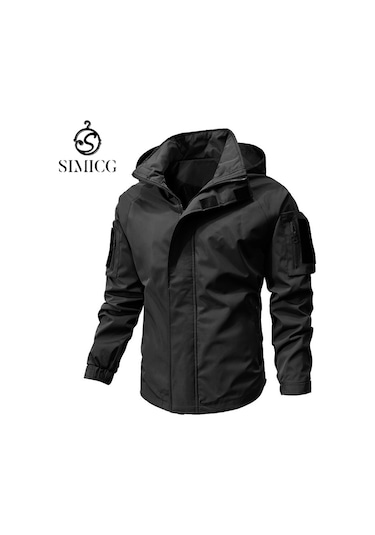 Sımıcg Erkek Gündelik Kapüşonlu Ceket Siyah