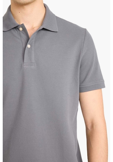 Defacto %100 Pamuk Polo Tişört E9504ax26spgr206 Gri-gr206