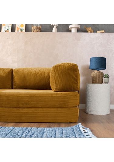 Argimo Godila Çok Amaçlı Sofa Çift Kişilik Yatak Koltuk Hardal