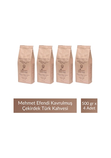Mehmet Efendi Kavrulmuş Çekirdek Türk Kahve 500 Gr X 4 Adet Çekirdek Kahve