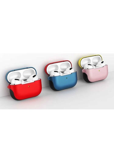Noktaks - Airpods Pro Uyumlu Airpods Pro - Kılıf Shockproof Silikon Kılıf - Kırmızı-mavi