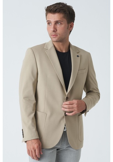 White Stone Belfast C4010 Slim Fit 6 Drop Ceket Bej-bej Bej